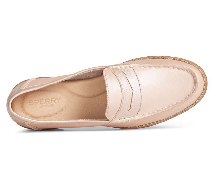 Sperry Women's Seaport Penny Pearlized Loafer STS87300 Pearl Rose