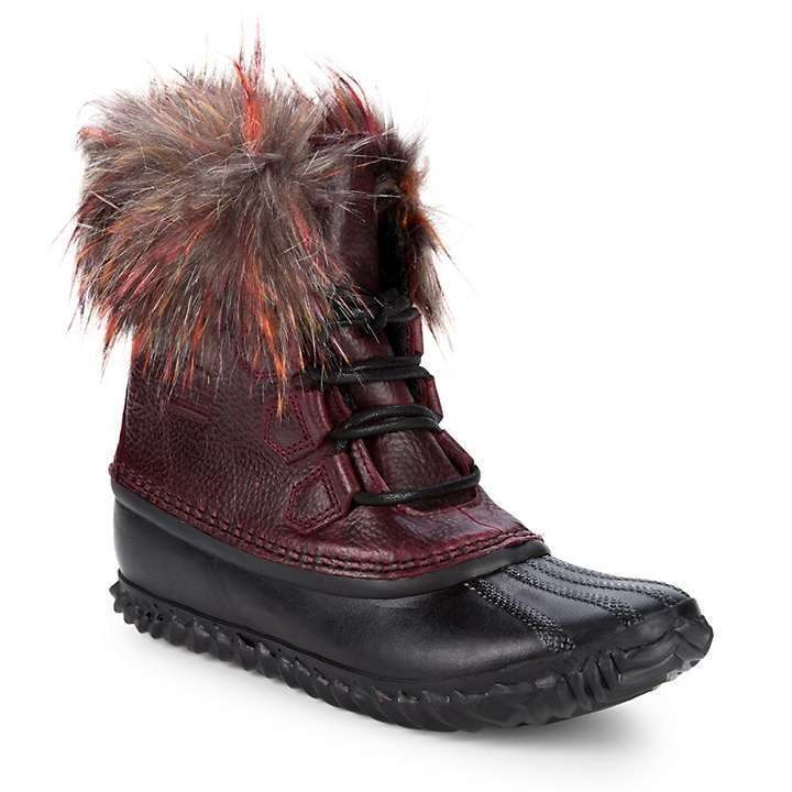 Sorel Women's Out N About Fur Lux Boots (Rich Wine)