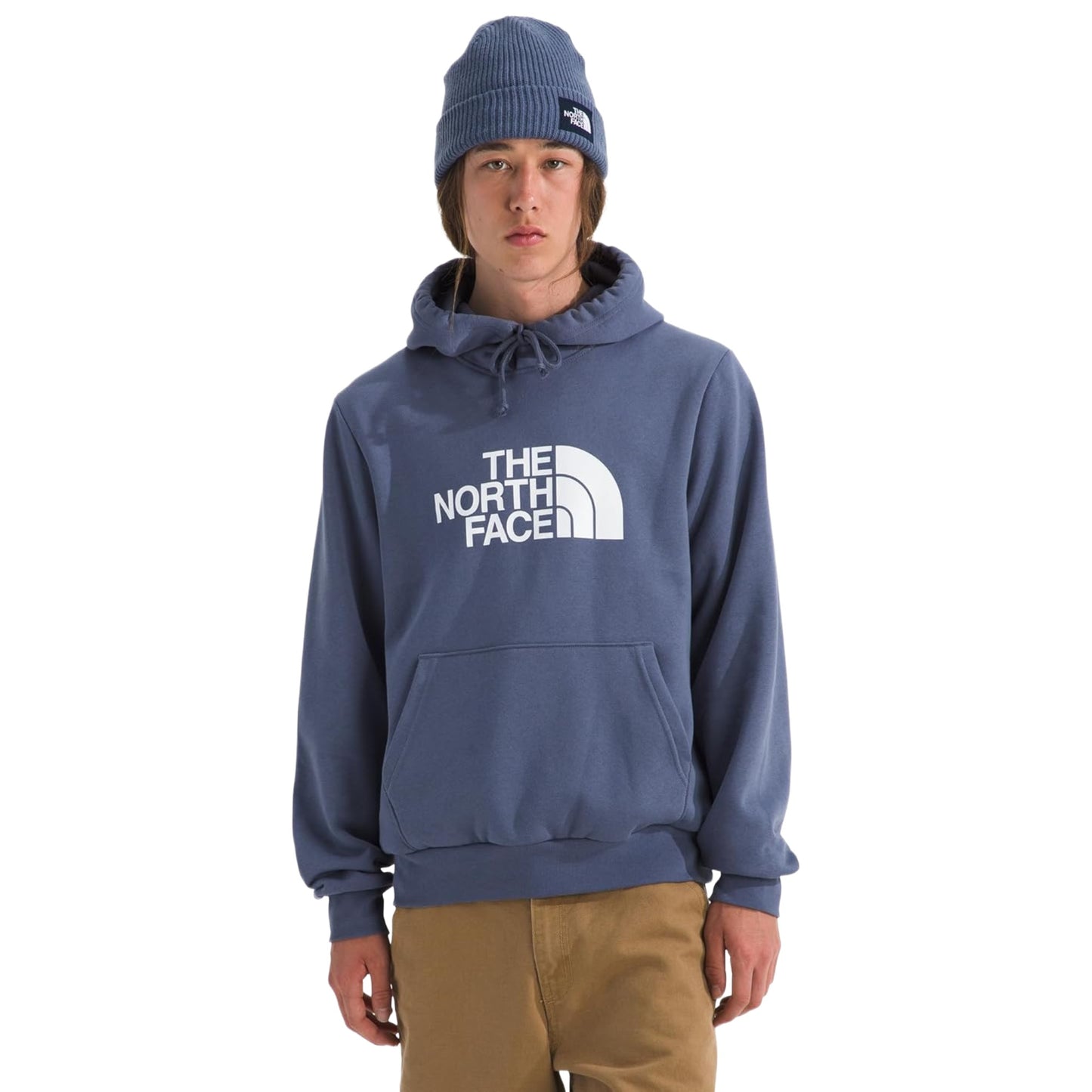 The North Face Men's Evolution Half Dome Hoodie, featuring the bold Half Dome logo on the chest, an adjustable hood, and kangaroo pocket.