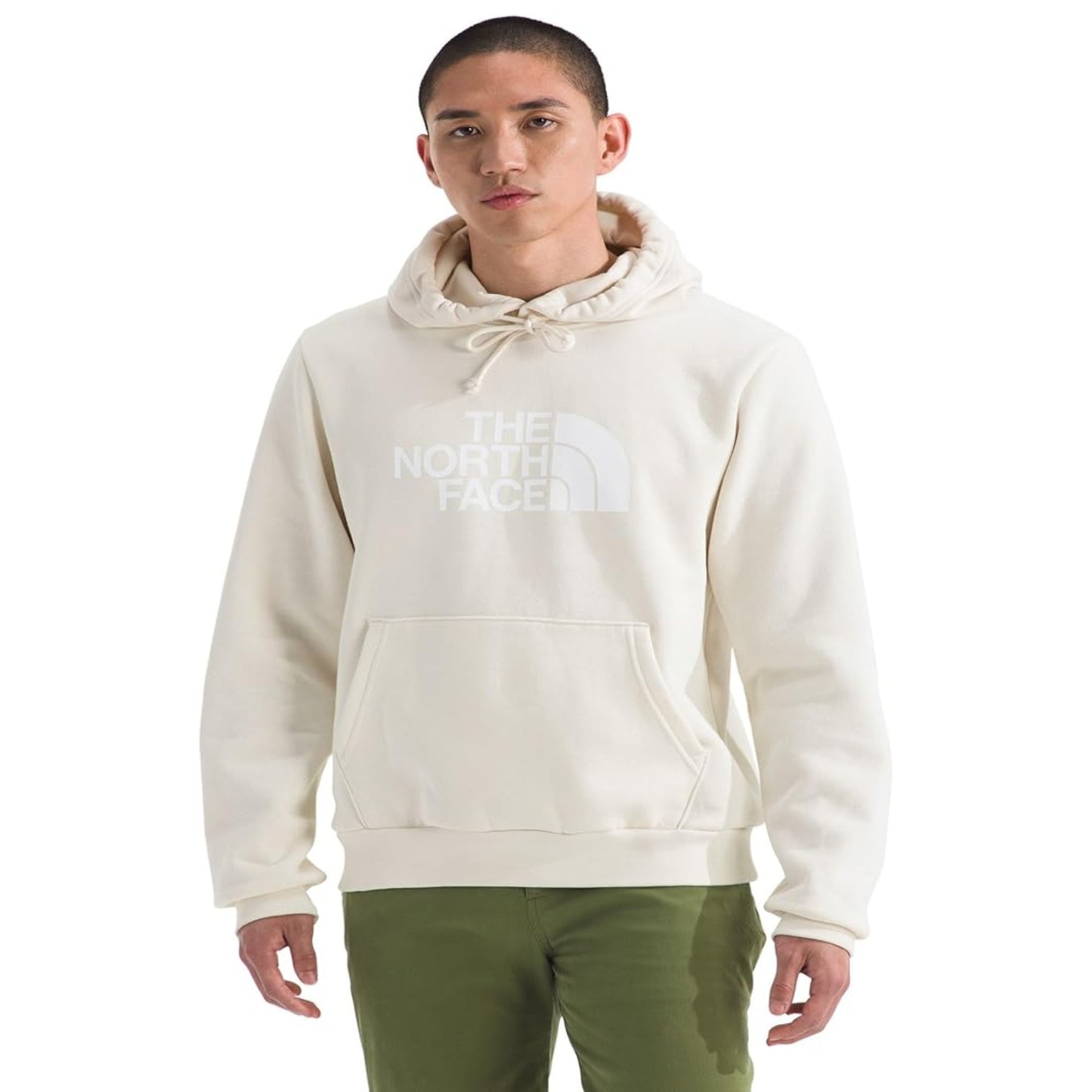The North Face Men's Evolution Half Dome Hoodie in black, featuring the bold Half Dome logo on the chest, an adjustable hood, and kangaroo pocket.