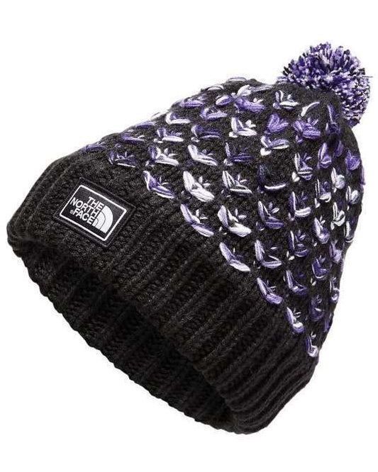 The North Face Girls Chunky Pom Beanie Blk Space Dye
