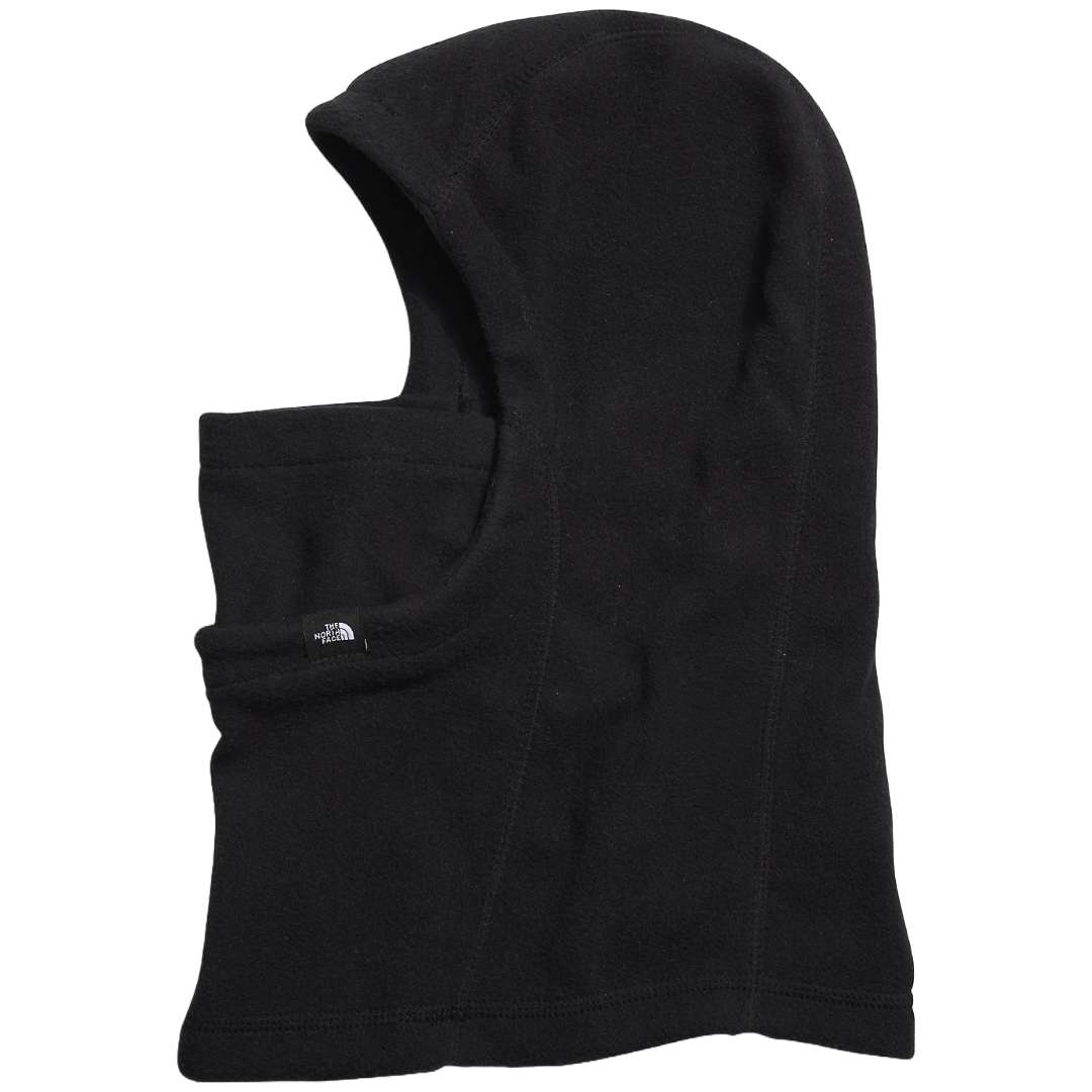 A close-up view of a North Face Kids Glacier Balaclava in vibrant colors, designed to keep children warm and protected in cold weather.