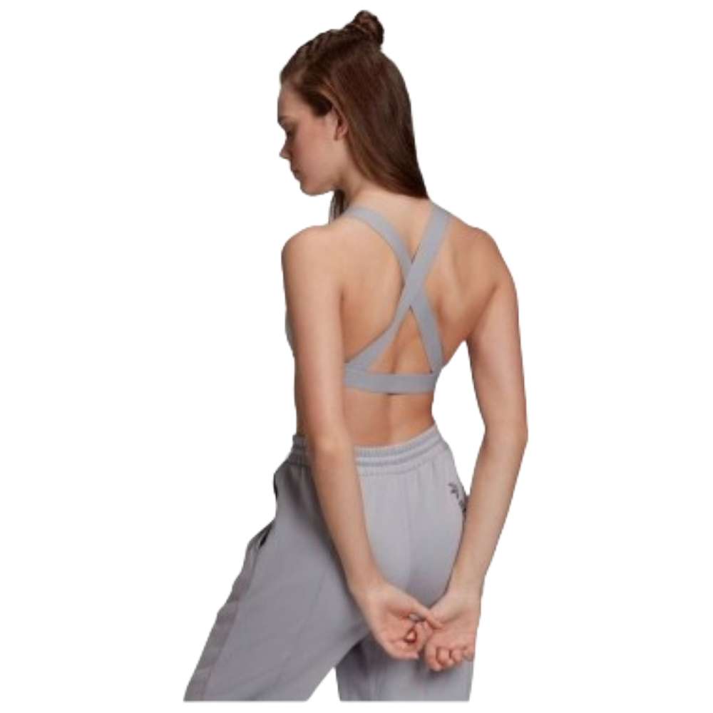 A close-up image of an adidas Originals Women's Bra Top in stylish grey.