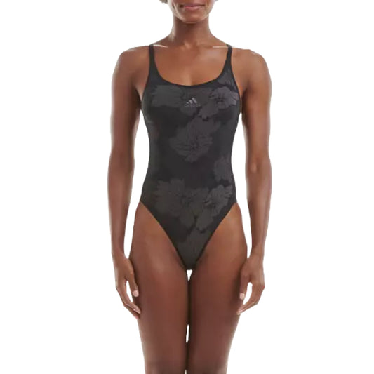 adidas 720 Degree Stretch Jacquard Bodysuit in black, showcasing a sleek, form-fitting design with a high neckline and stretchy fabric for ultimate comfort and flexibility.