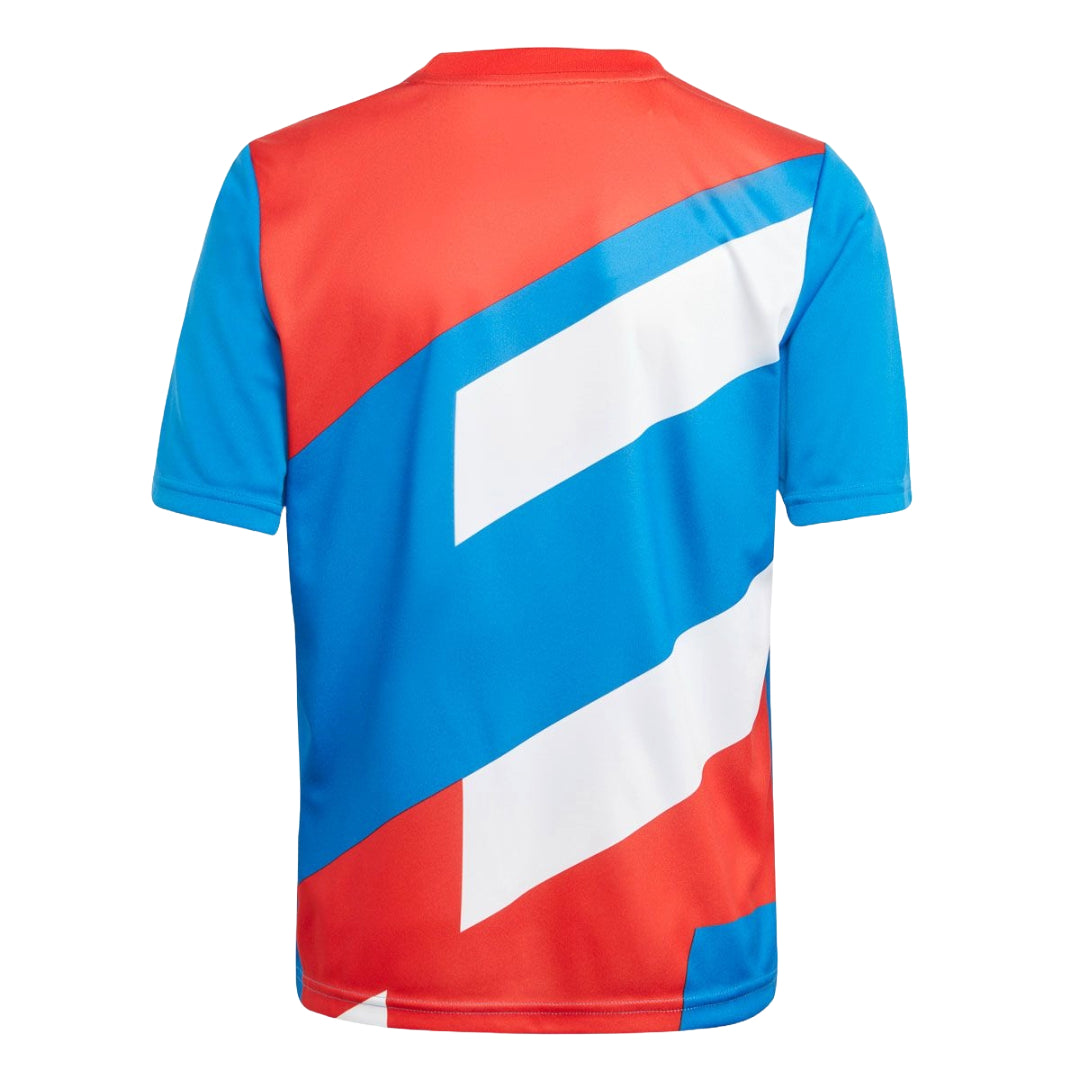 adidas Youth FC Bayern Home Jersey in red and white.
