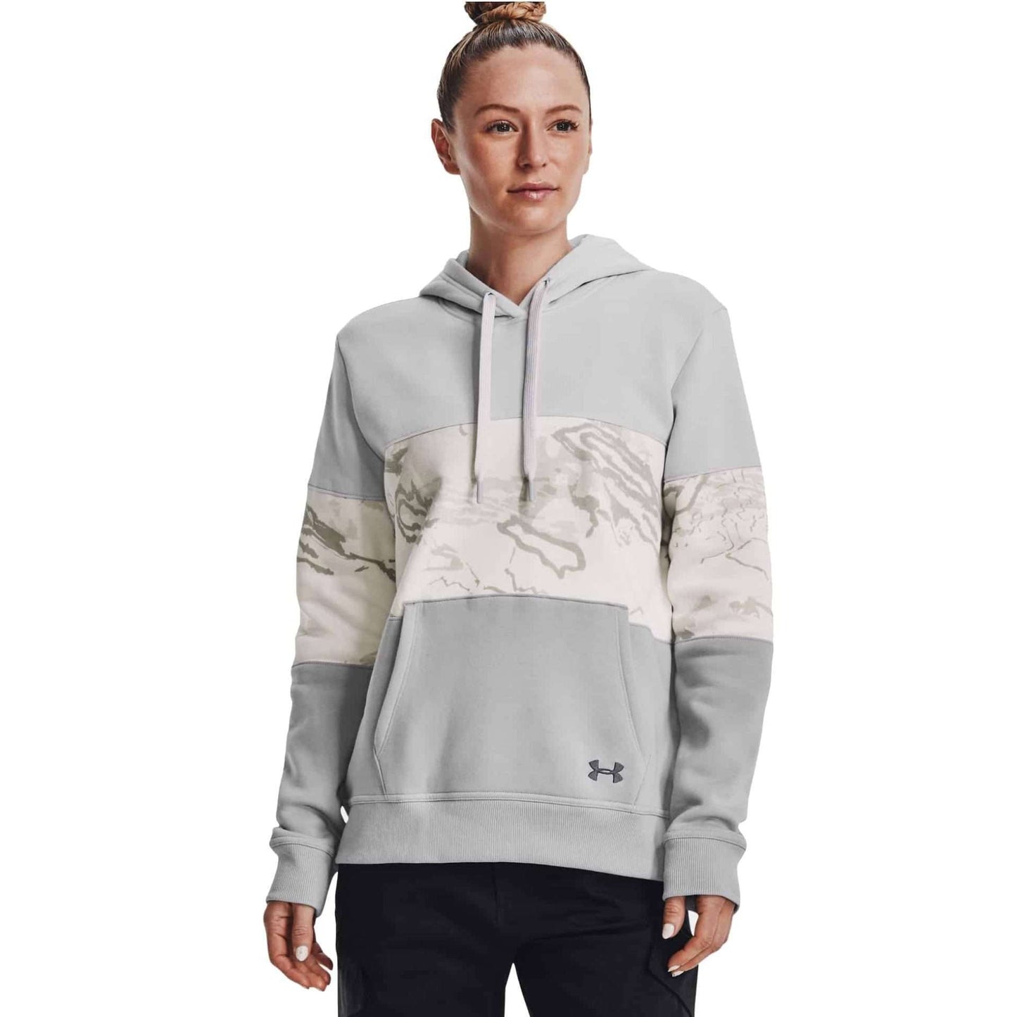 Women's UA Rival Fleece Blocked Hoodie Halo Gray / UA Snow Camo