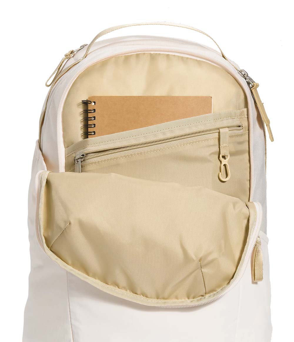 The North Face Women’s Isabella Backpack 3.0 in black, featuring a sleek design, multiple compartments, and adjustable shoulder straps.