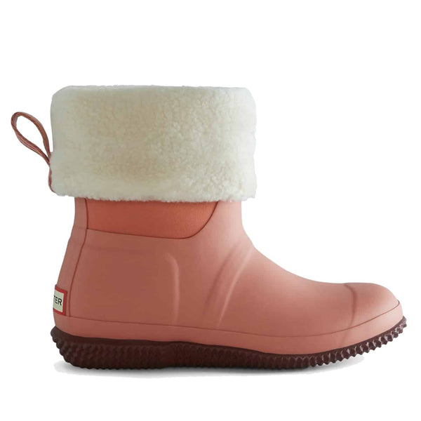 Hunter Women's Insulated Roll Top Vegan Shearling Boots - Rough Pink/Muted Berry