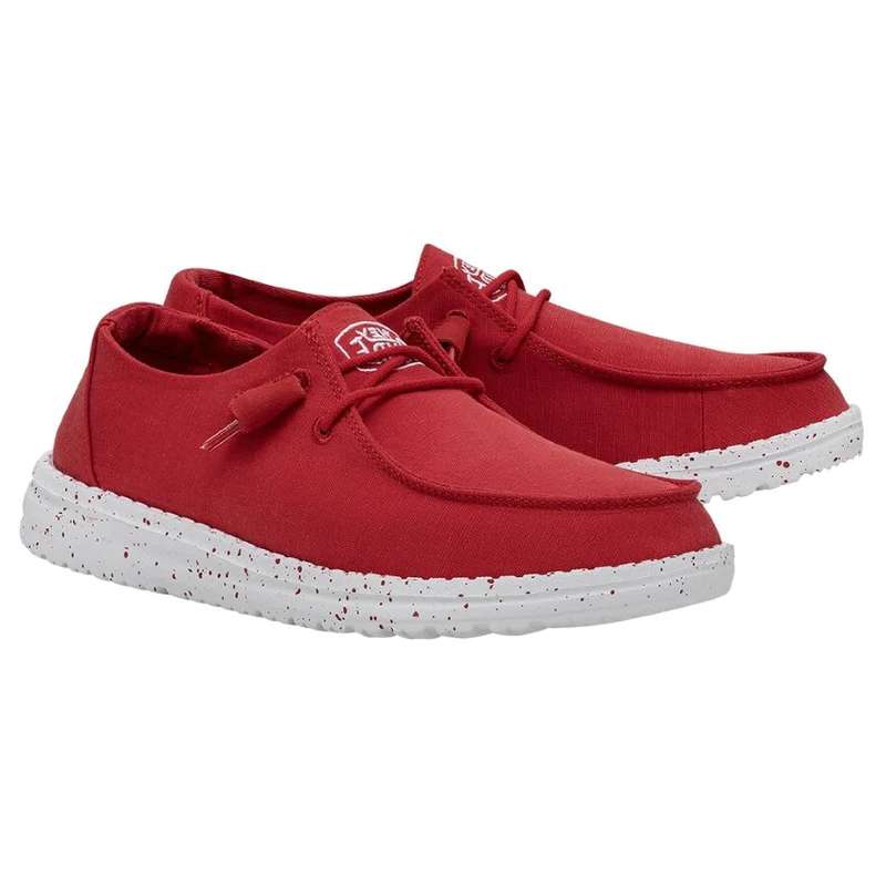 Hey Dude Women's Wendy Slub Canvas Shoes - Red