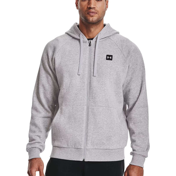 Under Armour Men's Rival Fleece Full-Zip Hoodie 1357111-011 Mod Gray Light Heather / Onyx White