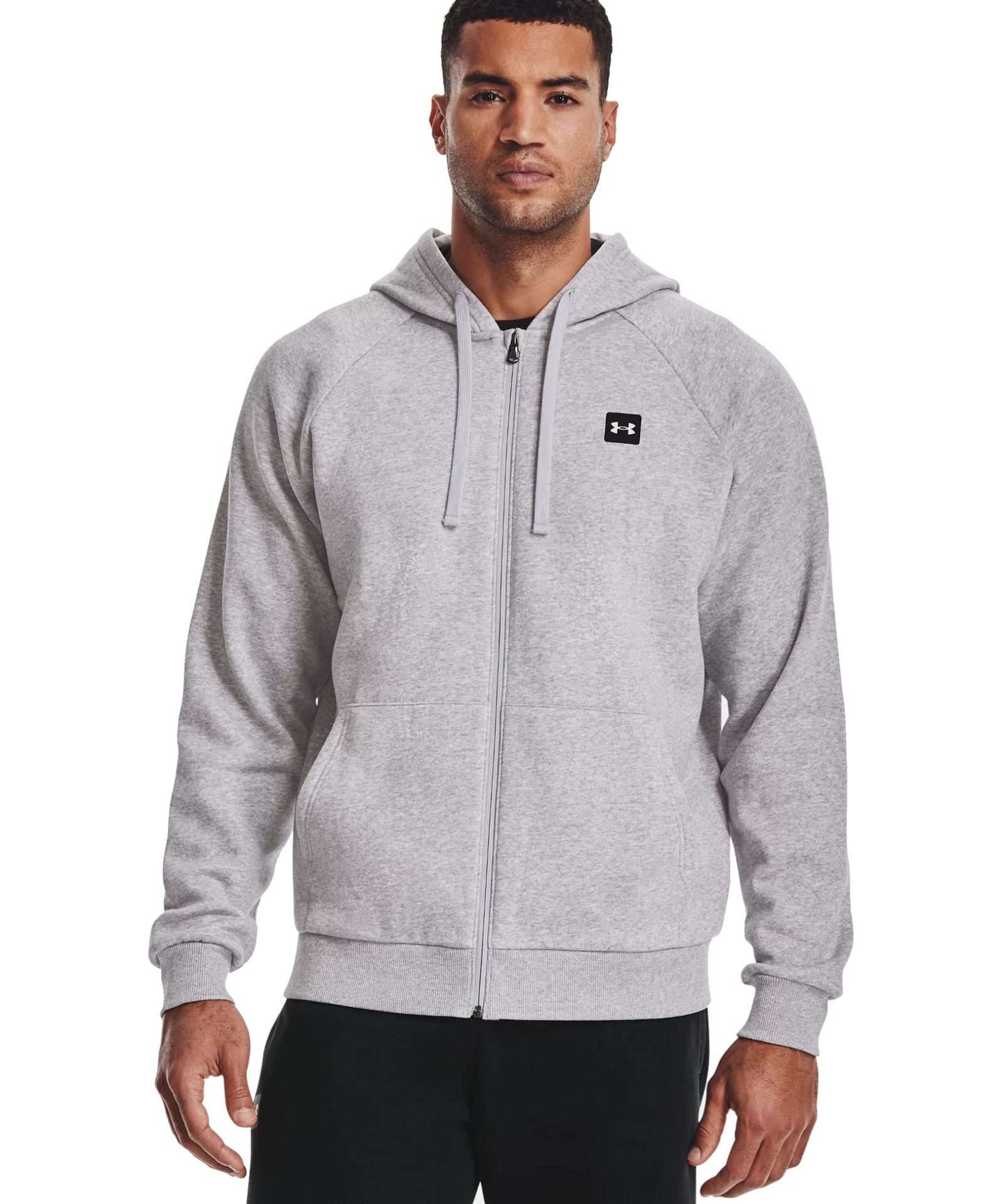 Under Armour Men's Rival Fleece Full-Zip Hoodie 1357111-011 Mod Gray Light Heather / Onyx White