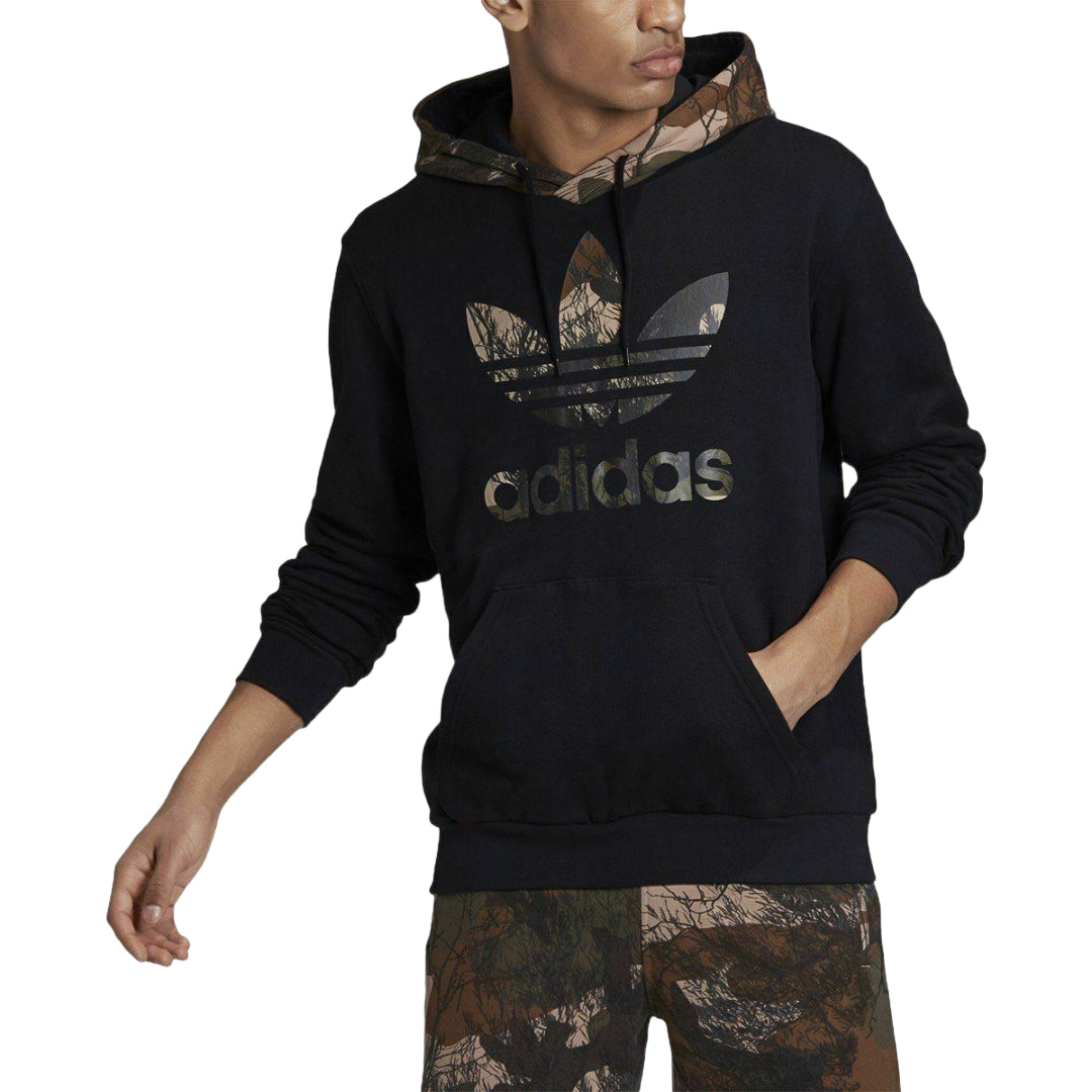 Stylish adidas Originals Men's Camo Hoodie in versatile camouflage print, perfect for urban streetwear.