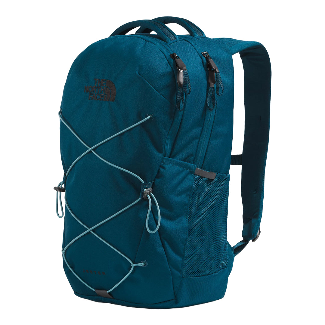 The North Face Jester Backpack featuring a spacious design with multiple compartments and adjustable shoulder straps.