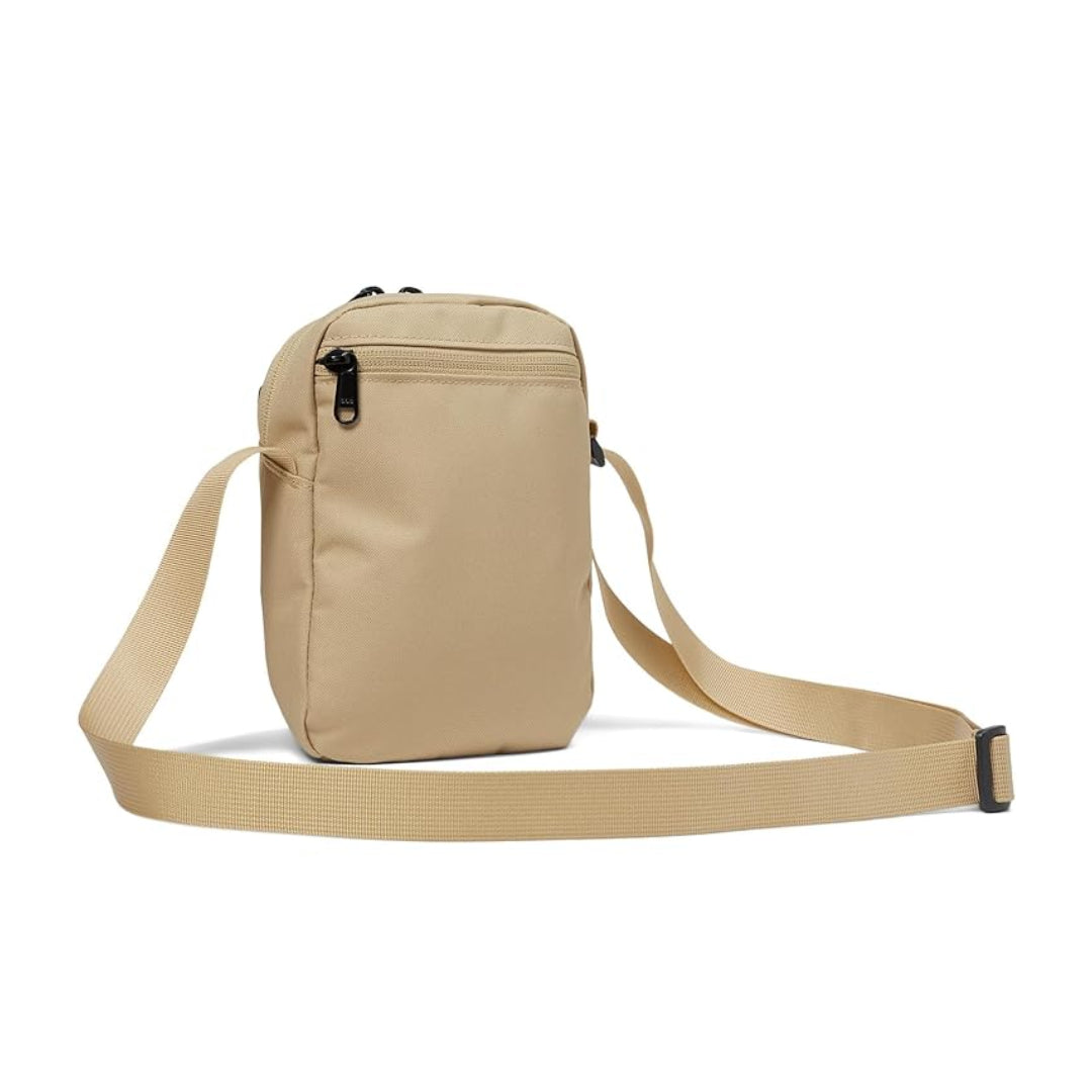 The North Face Jester Crossbody in black, featuring a compact design with multiple compartments and an adjustable strap.