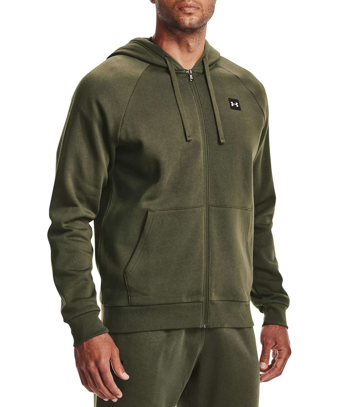 Under Armour Men's Rival Fleece Full-Zip Hoodie 1357111-390 MARINE OD GREEN/ONYX WHT
