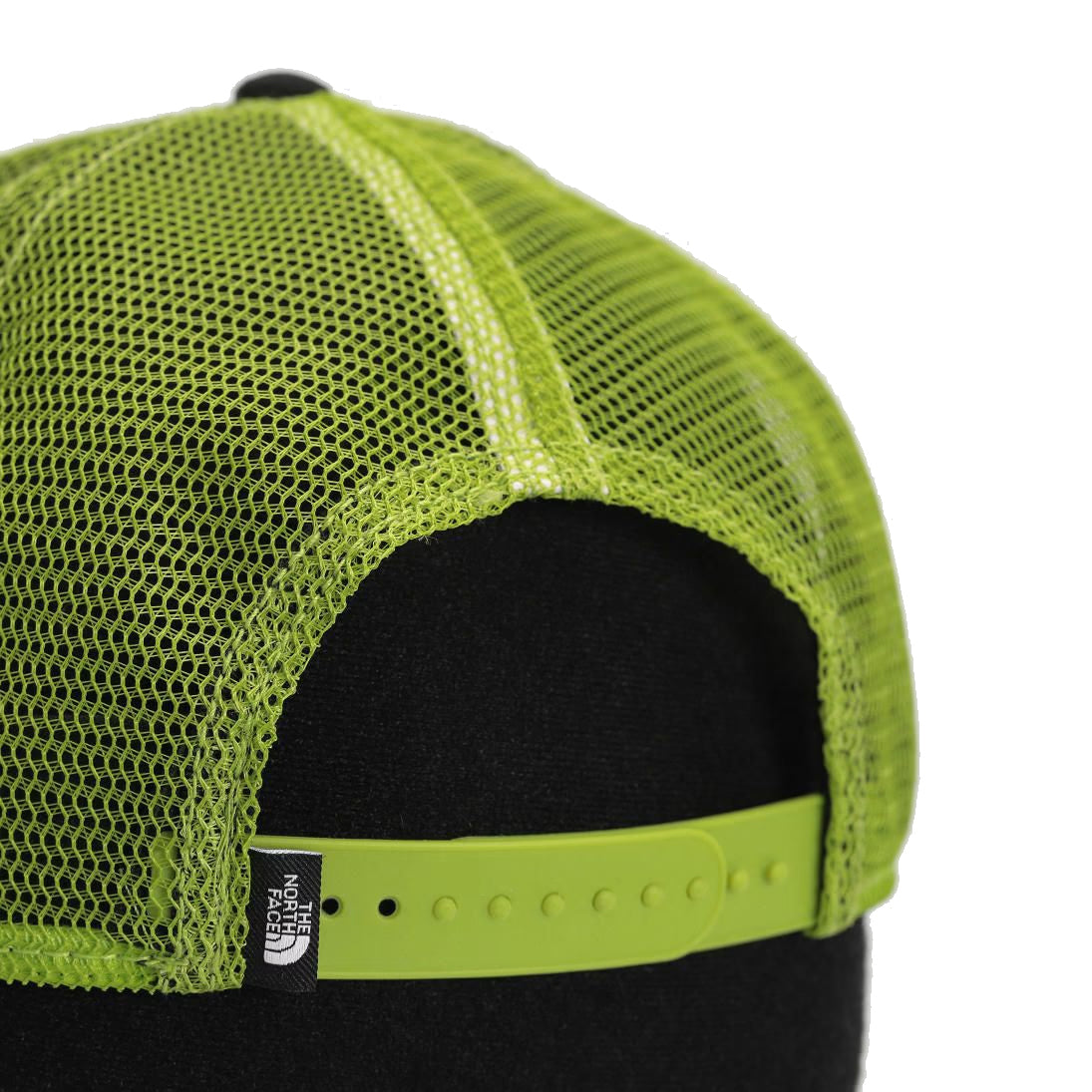 The North Face Unisex Mudder Trucker Hat - Classic trucker style with adjustable closure and breathable mesh back in Black and Granny Smith