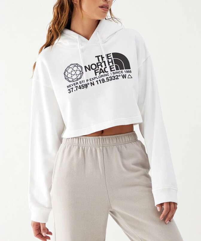 The North Face Women’s Coordinates Crop Drop Pullover Hoodie NF0A55UYFN4 TNF White