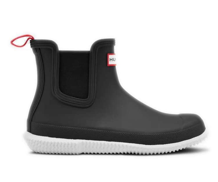 Hunter Women's Original Flat Heel Calendar Sole Chelsea Boots - Black/White WFS2103RMA