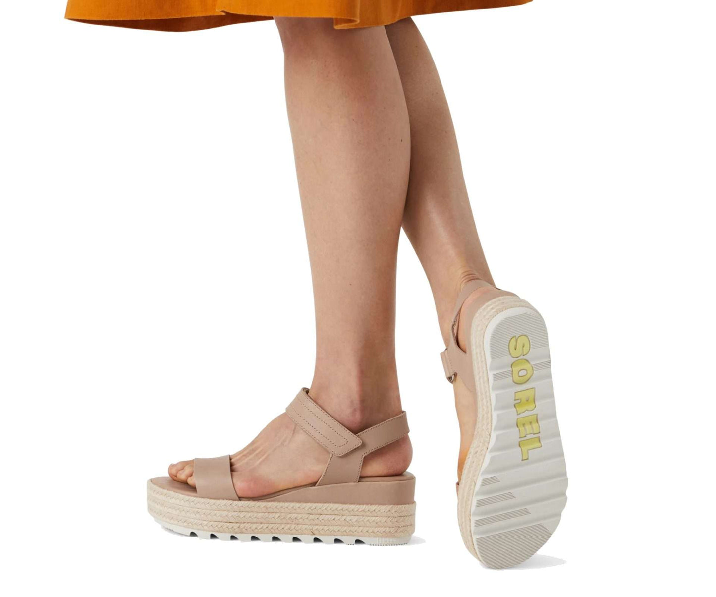 SOREL WOMENS CAMERON FLATFORM WEDGE SANDAL NL4016-246 Honest Beige
