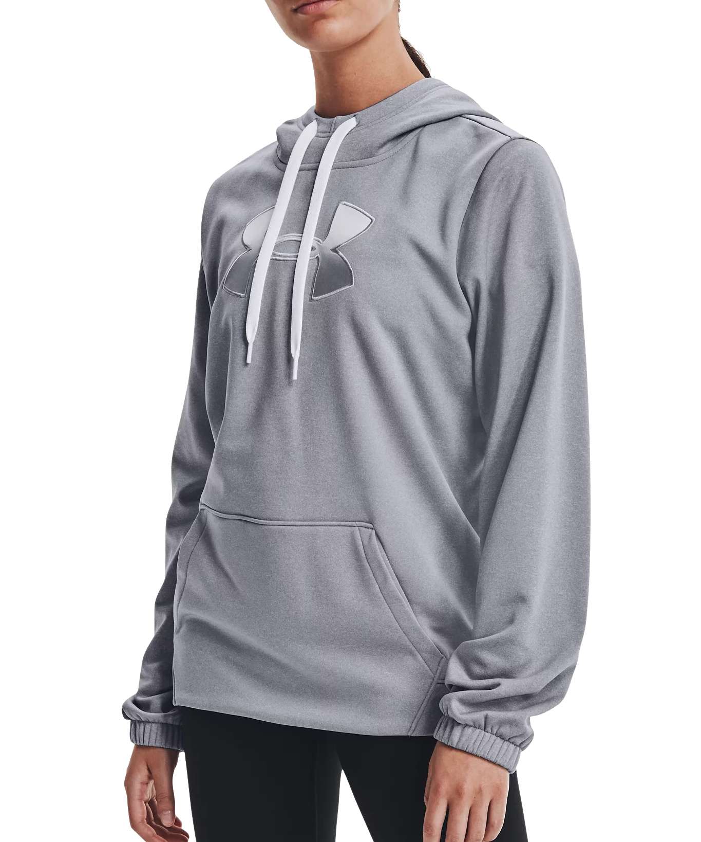 Under Armour Women's Armour Fleece® Big Logo Gradient Flock Hoodie 1365910-035 Steel Light Heather / White