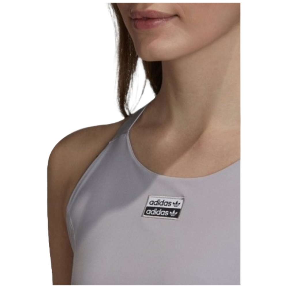A close-up image of an adidas Originals Women's Bra Top in stylish grey.
