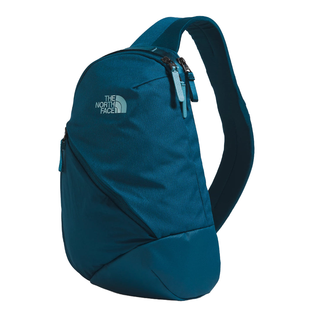 The North Face Isabella Sling Bag in black, featuring a compact design with multiple compartments and an adjustable strap.