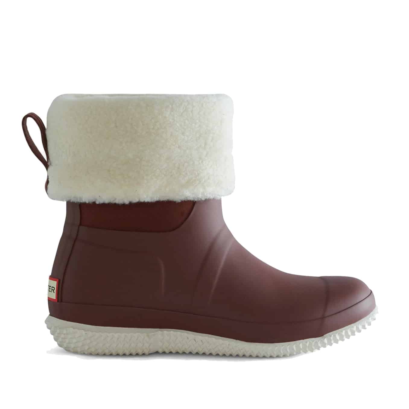 Hunter Women's Insulated Roll Top Vegan Shearling Boots - Muted Berry/White Willow