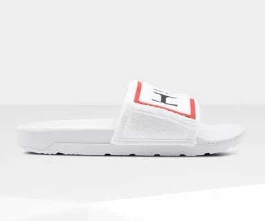 Hunter Women's Original Terry Towelling Logo Adjustable Slides - White (WFD1035MAS)