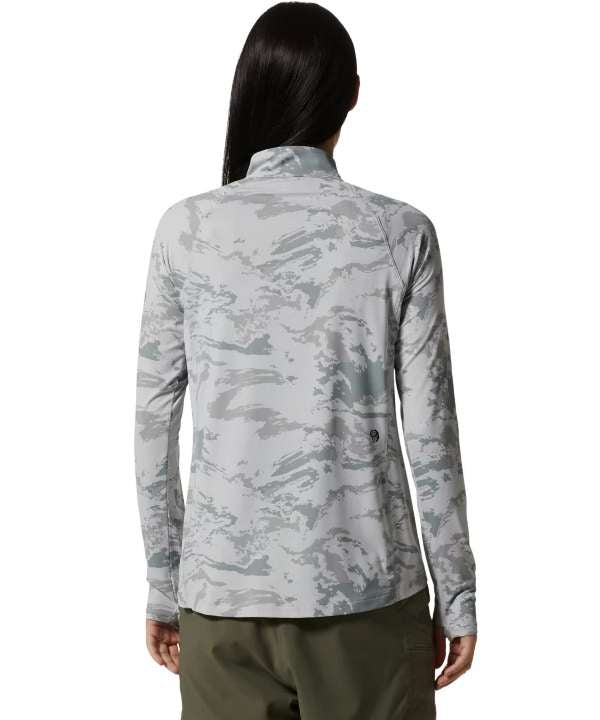 Mountain Hardwear Women's Crater Lake Half Zip 1982641-063 Grey Ice Crag Camo Print