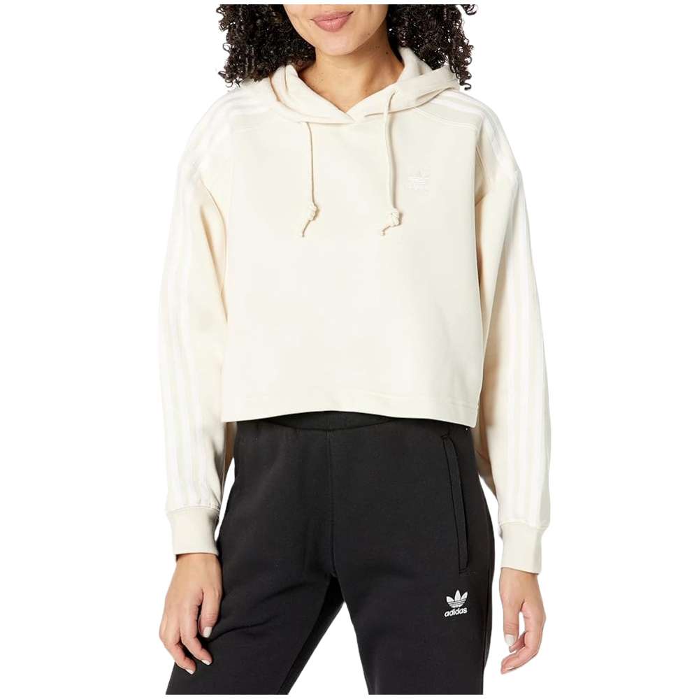 adidas Originals Women's Short Hoodie in wonder white front side