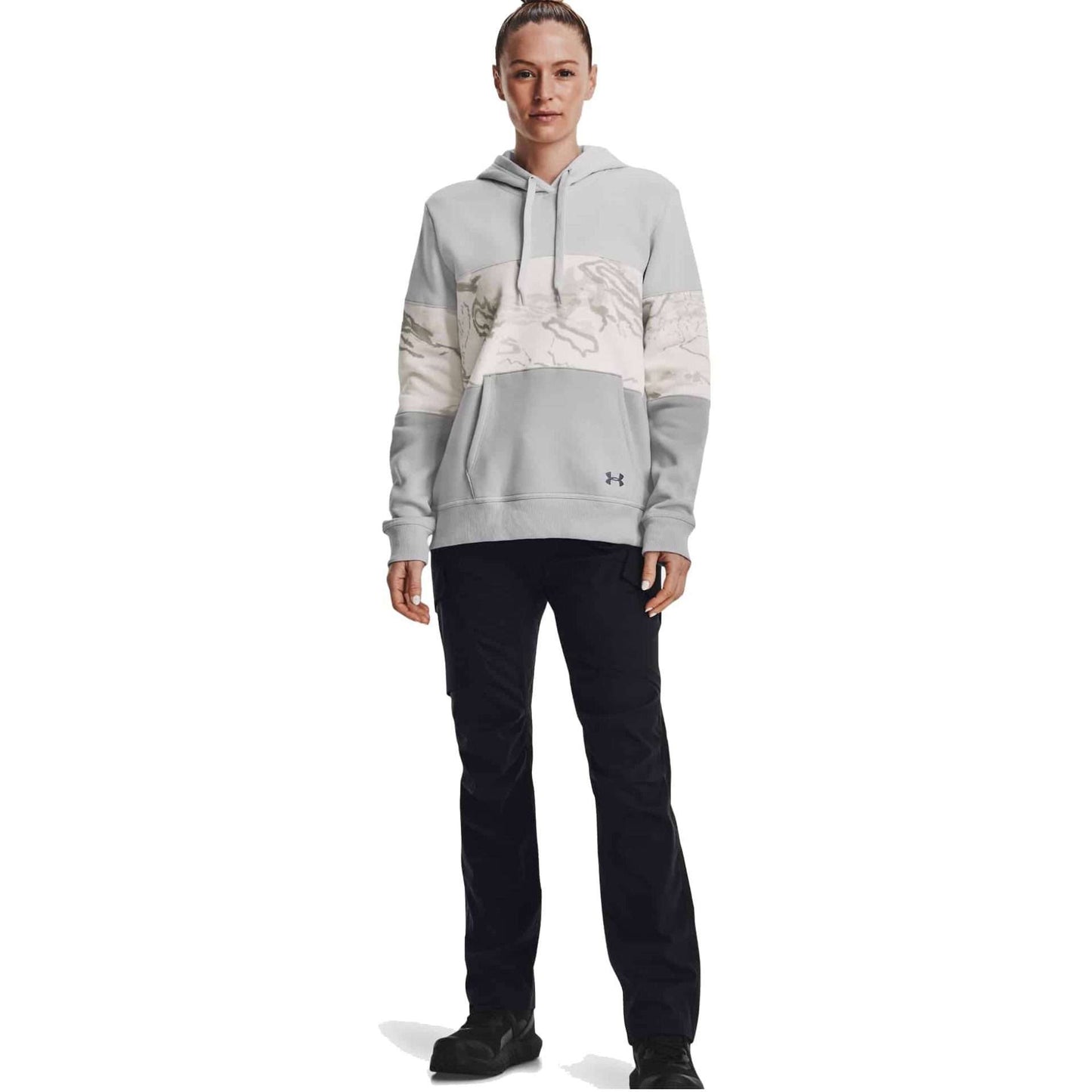 Women's UA Rival Fleece Blocked Hoodie Halo Gray / UA Snow Camo