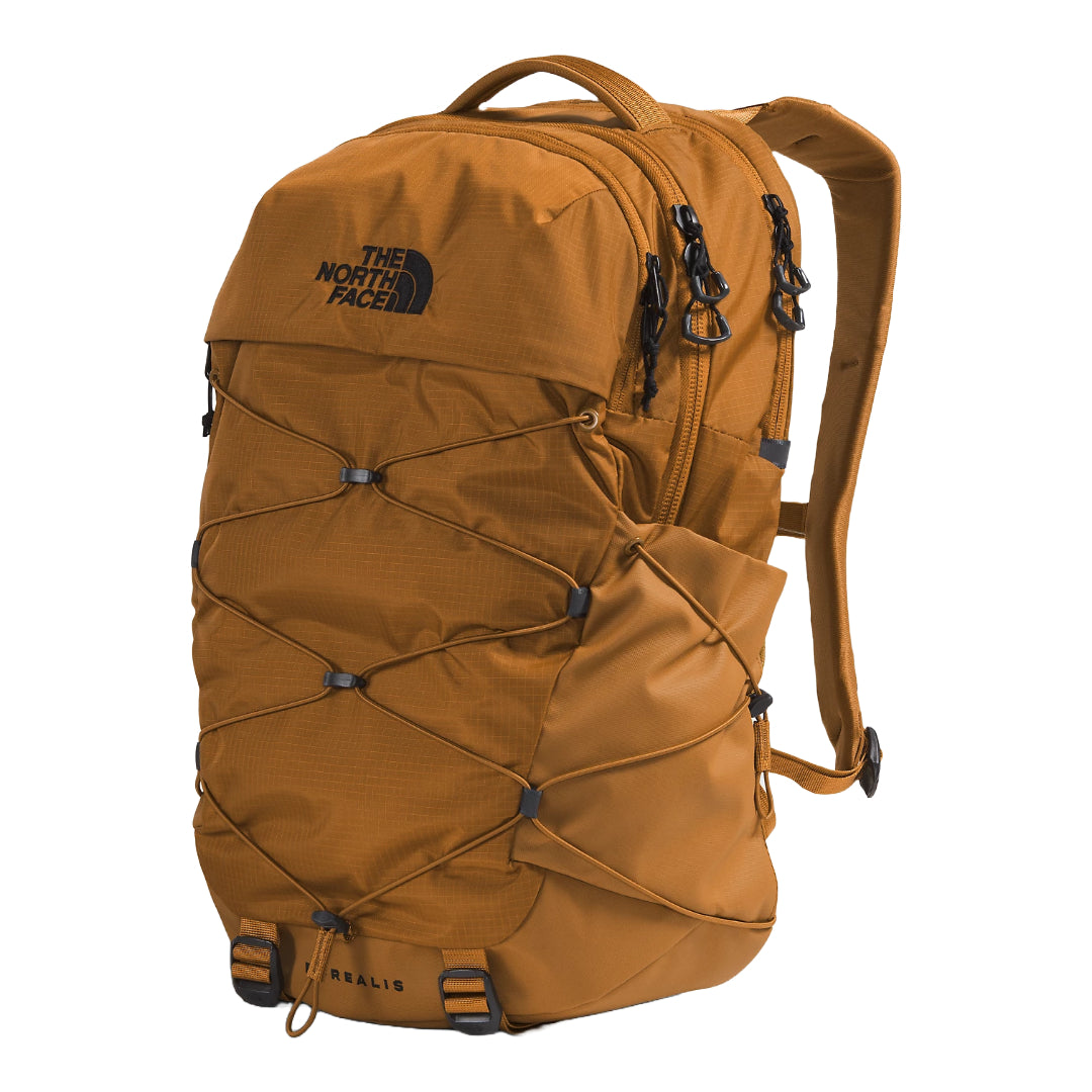 The North Face Borealis Backpack in black, featuring a versatile design, spacious compartments, and comfortable shoulder straps.