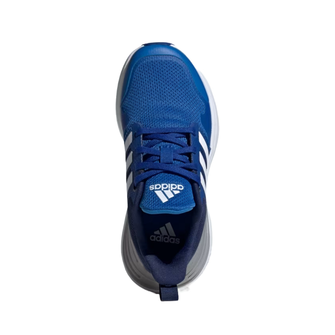 adidas Kid's RapidaSport Shoes in vibrant blue and white, featuring a breathable mesh upper and cushioned sole for active kids.