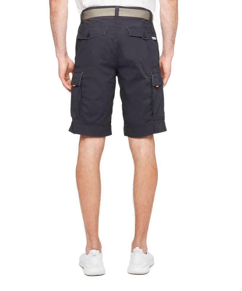 WearFirst Men's Roam Stretch Cotton Belted Shorts M01E58091SA Blue Graphite