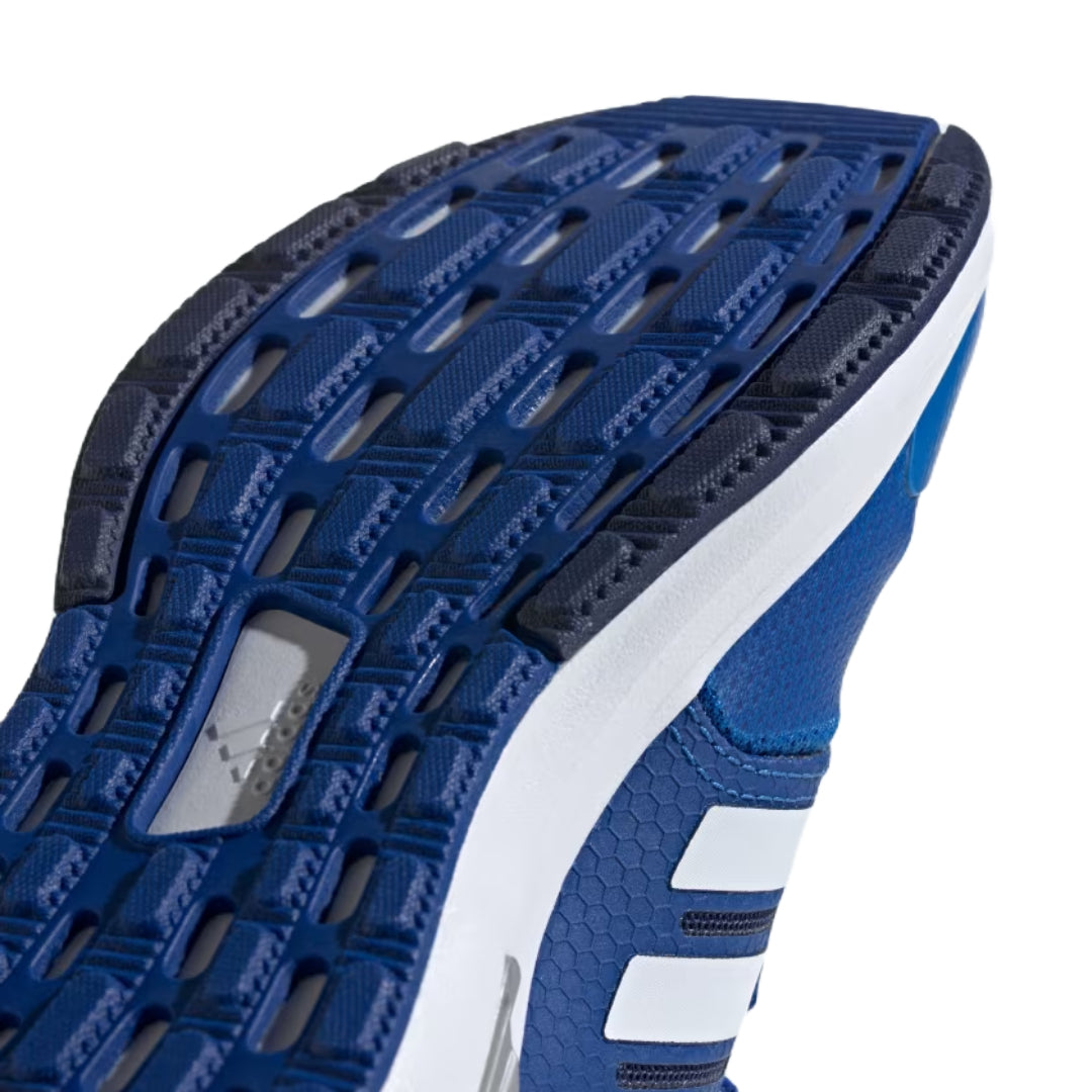 adidas Kid's RapidaSport Shoes in vibrant blue and white, featuring a breathable mesh upper and cushioned sole for active kids.