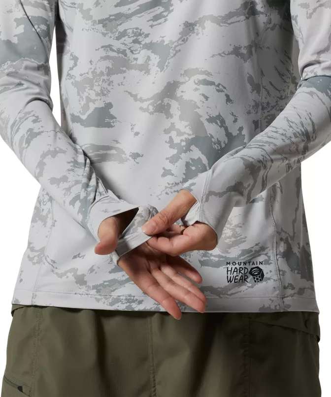 Mountain Hardwear Women's Crater Lake Half Zip 1982641-063 Grey Ice Crag Camo Print