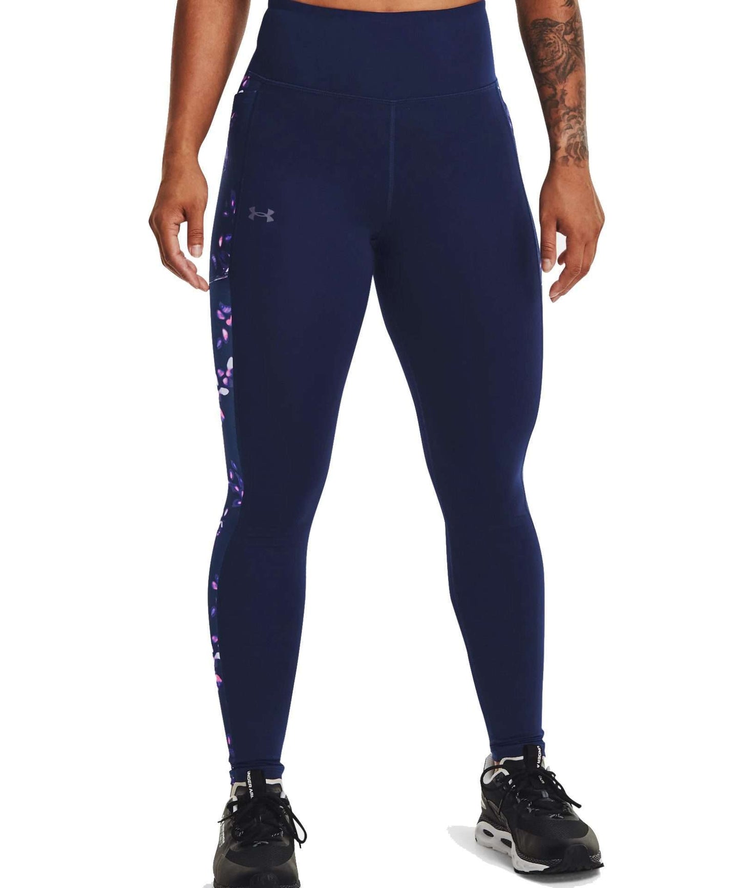 Under Armour Women's ColdGear Waistband Ankle Leggings 1365784 410 Midnight Navy / Twilight Purple