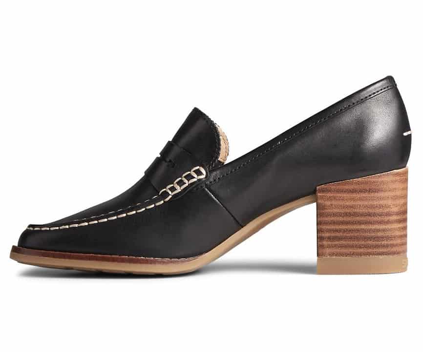 Sperry Women's Seaport Penny Heel Leather Loafer - Black