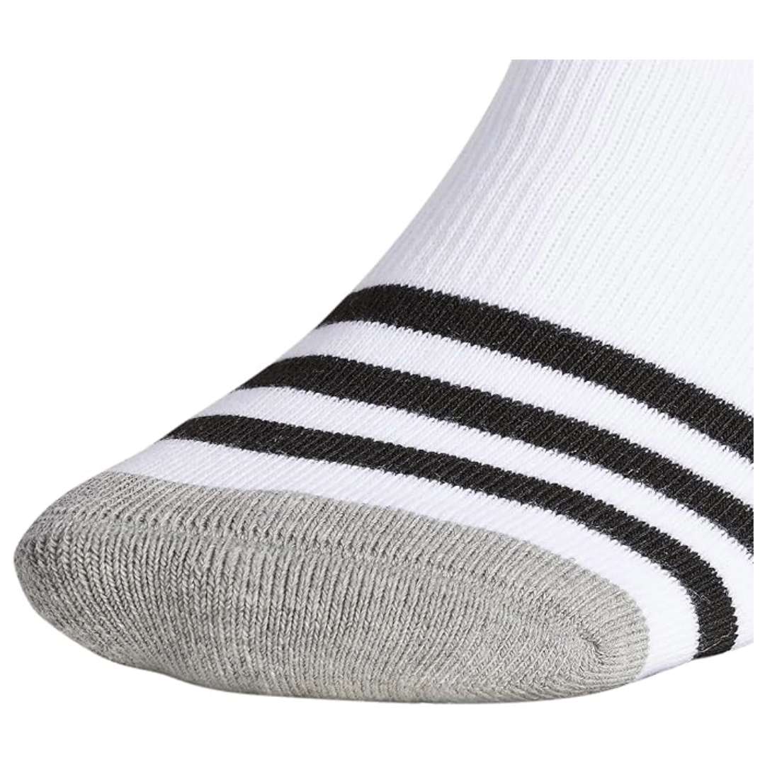 A selection of adidas Originals Men's Roller No Show Socks in white, black, and heather grey