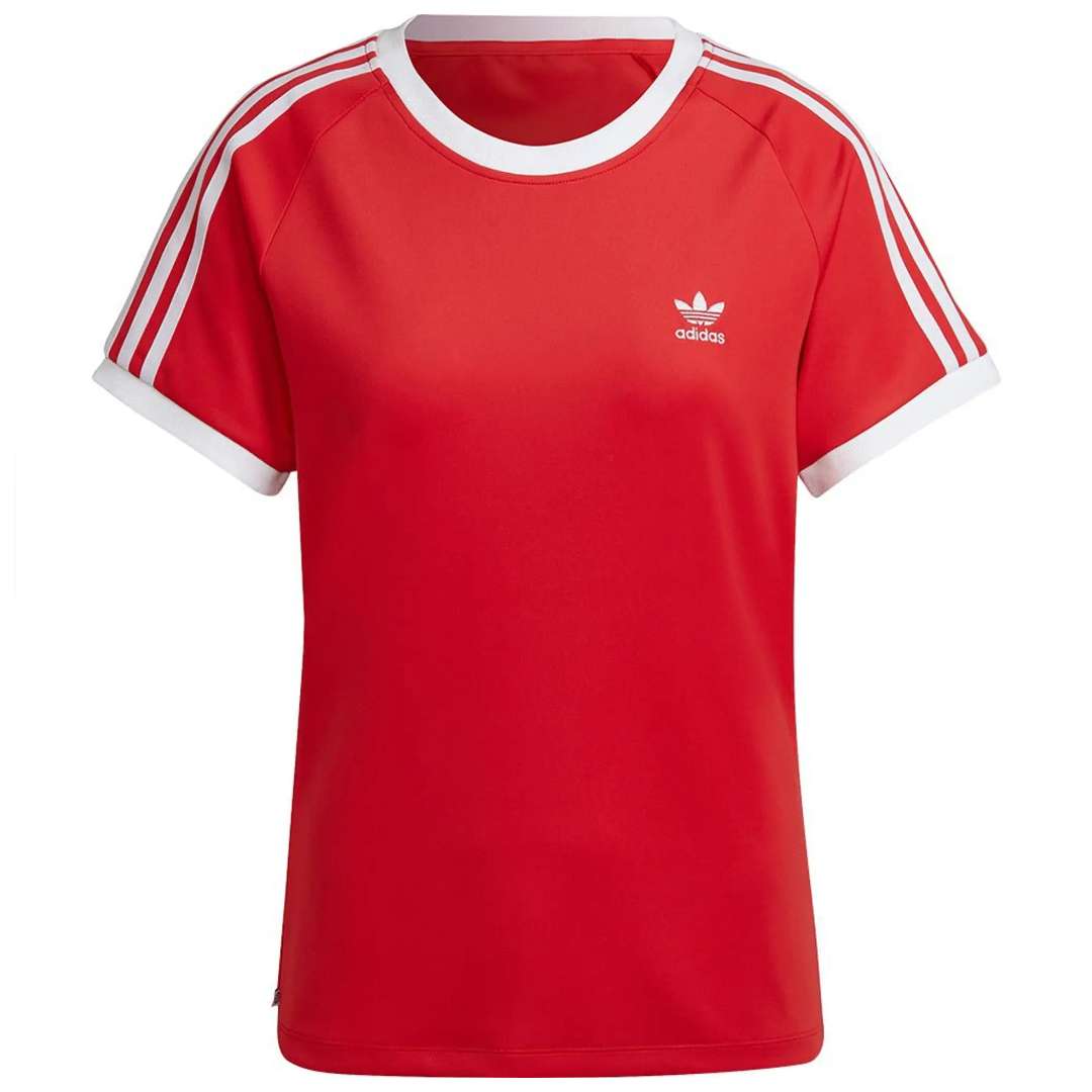 adidas Women's Essentials Slim 3-Stripes Tee i vivid red