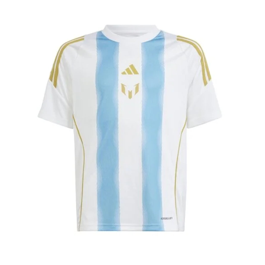 adidas Youth Messi Short Sleeve T-shirt in bold colors, celebrating the legendary soccer player's style and skill.