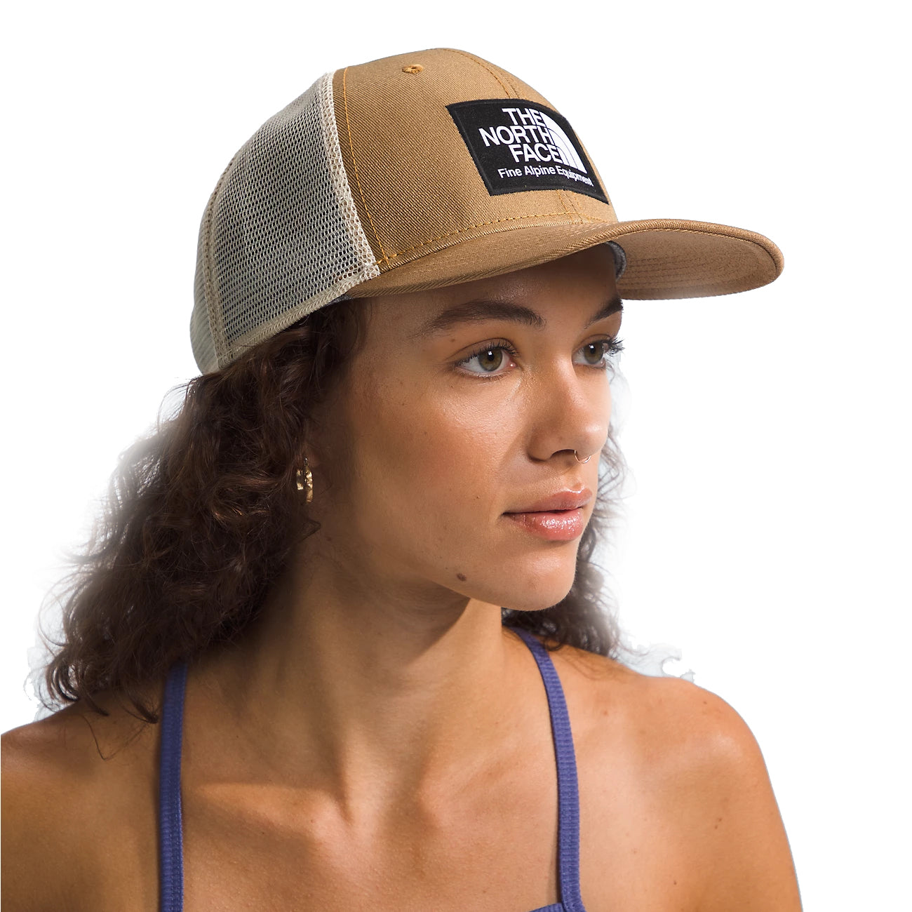 The North Face Unisex Deep Fit Mudder Trucker Hat: Classic trucker hat with deep fit and adjustable snapback closure in Utility Brown