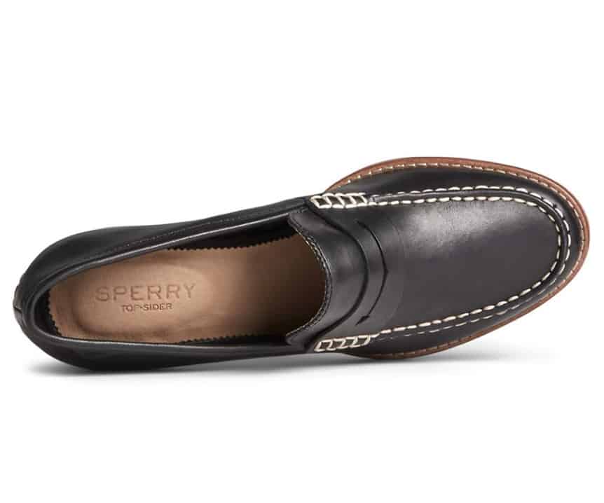 Sperry Women's Seaport Penny Heel Leather Loafer - Black
