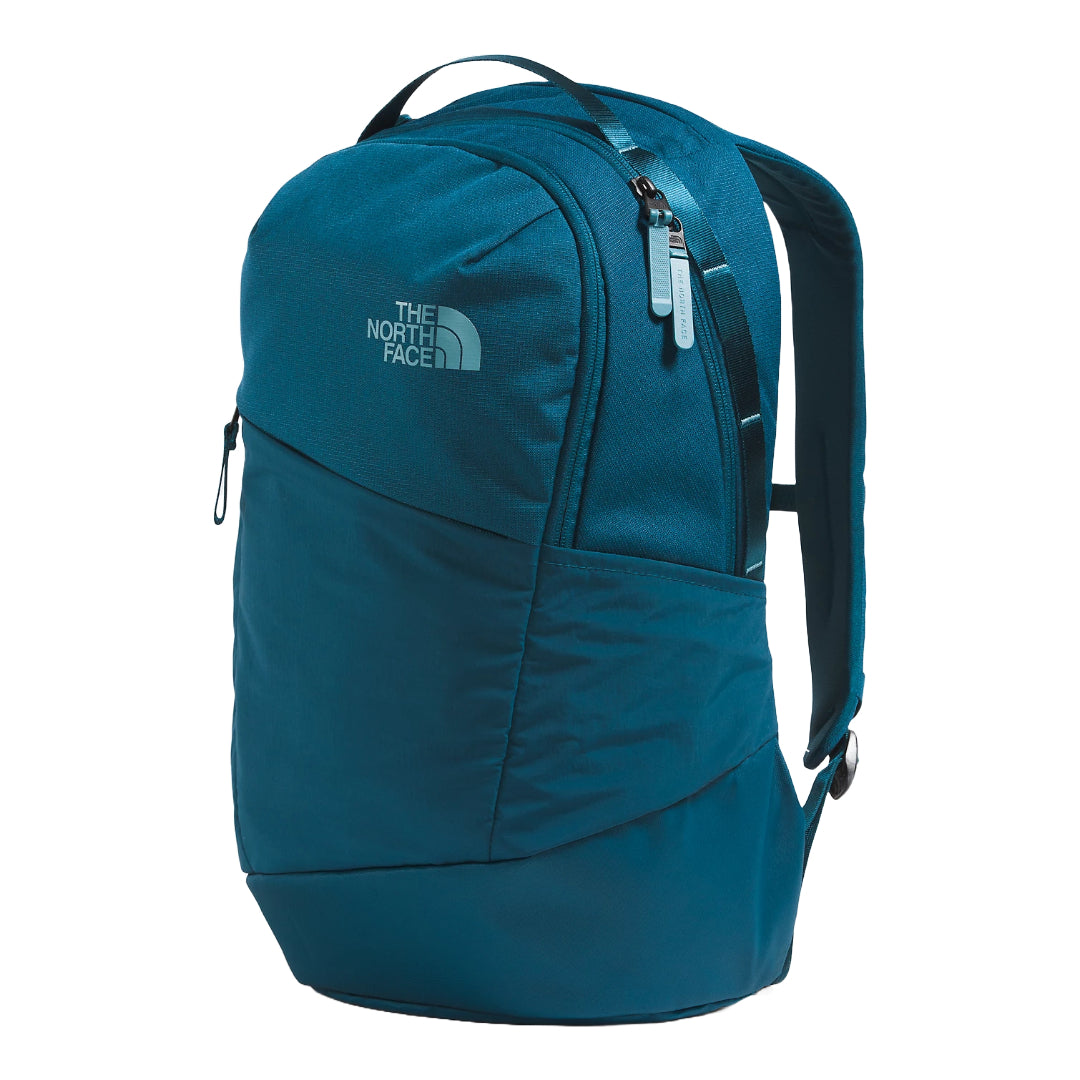 The North Face Women’s Isabella Backpack 3.0 in black, featuring a sleek design, multiple compartments, and adjustable shoulder straps.