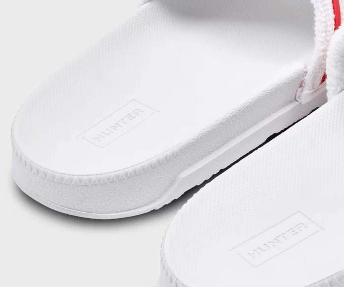 Hunter Women's Original Terry Towelling Logo Adjustable Slides - White (WFD1035MAS)