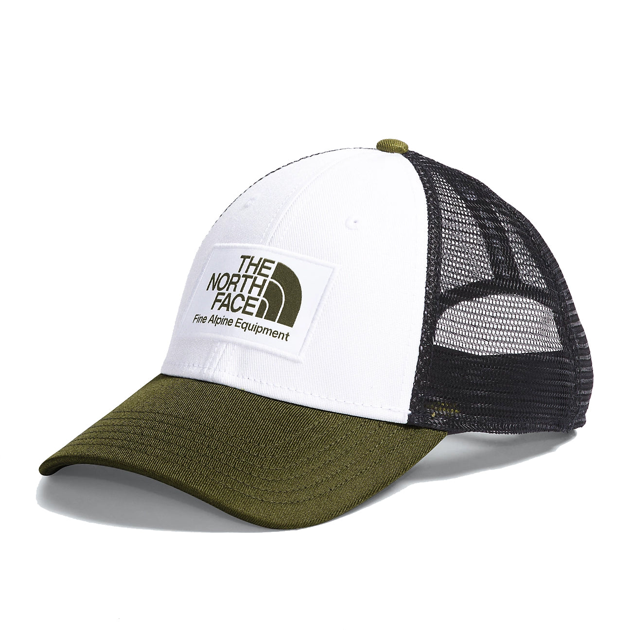 The North Face Unisex Mudder Trucker Hat - Classic trucker style with adjustable closure and breathable mesh back in forest Olive