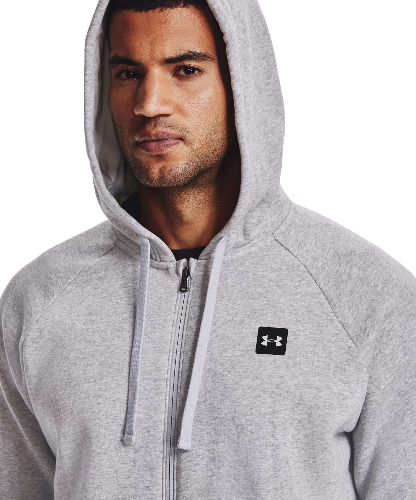 Under Armour Men's Rival Fleece Full-Zip Hoodie 1357111-011 Mod Gray Light Heather / Onyx White