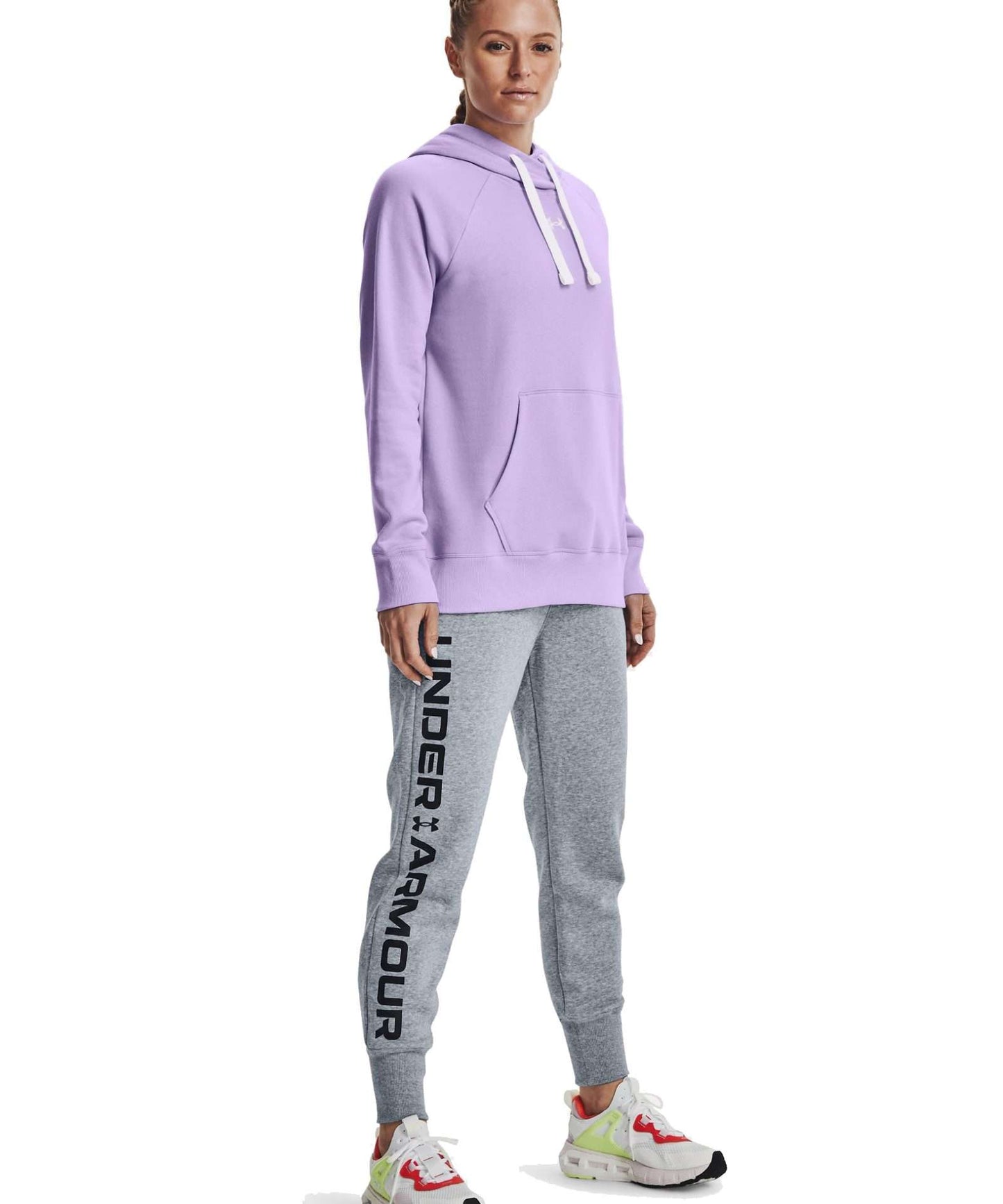 Under Armour Women's UA Rival Fleece HB Hoodie 1356317-532 Purple Tint / White