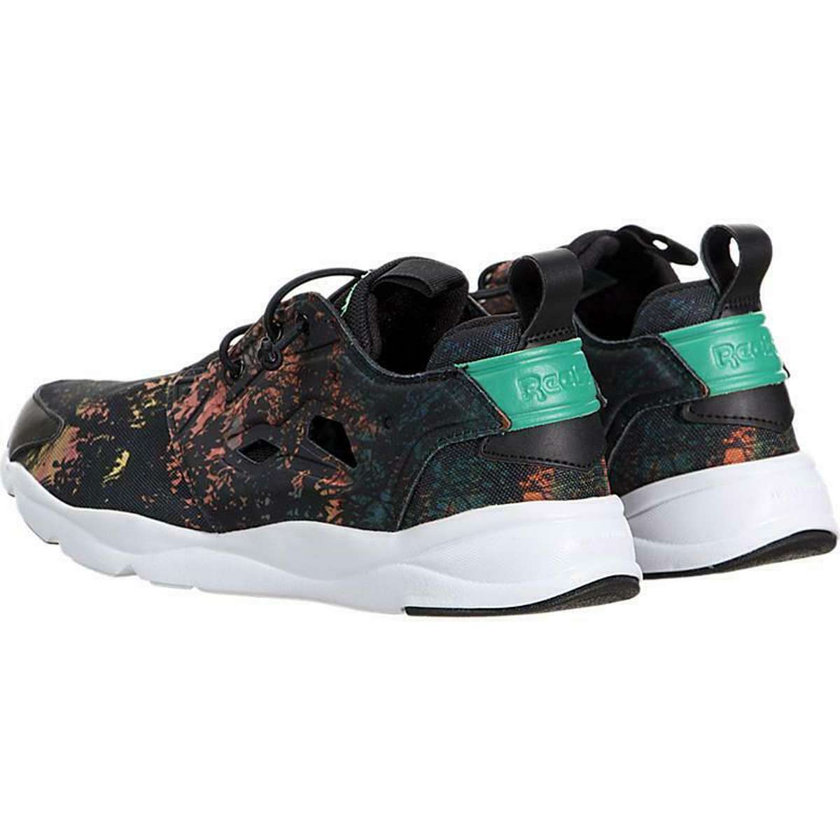 Reebok Women's Furylite Shoes,V62744,Black / Glass Green-Rosette-White