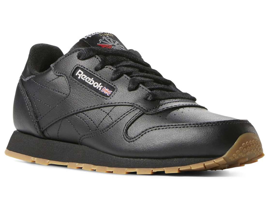 Reebok Kid's(Little Kids) Classic Leather Shoes,V69621,Black/Gum